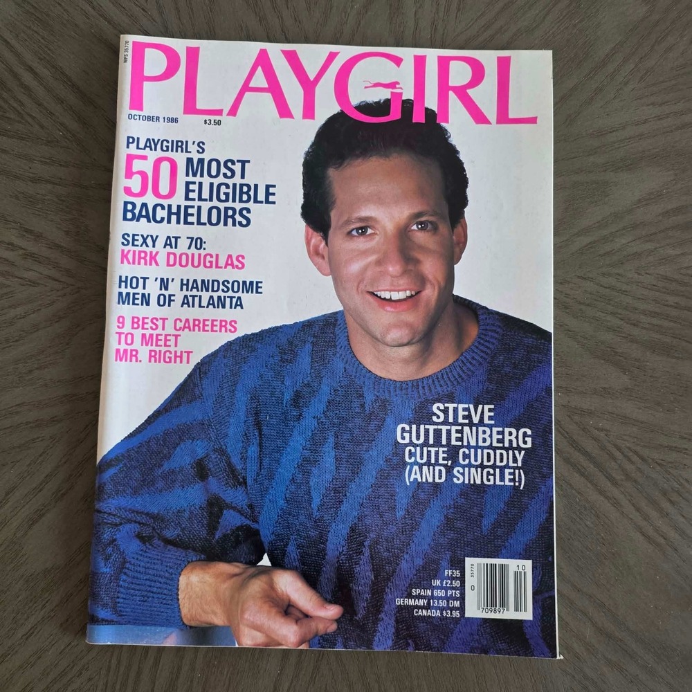 Vintage Playgirl Magazine October 1986 Steve Guttenberg Kirk Douglas 80s